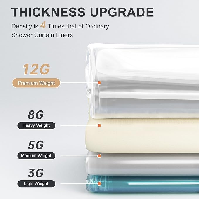 AmazerBath Heavy Duty Shower Curtain Liner 12 Gauge, 72 x 84 Inches Clear - Image 2