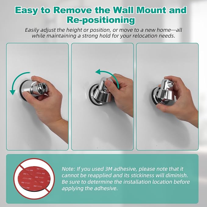 Hibbent 2 Pack Vacuum Suction Cup Shower Head Mount, Removable Shower Head - Image 8