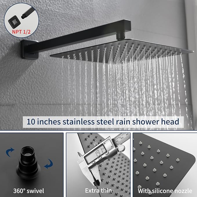Matte Black Tub Shower Valve Trim Kit Shower Faucet Set - Image 4