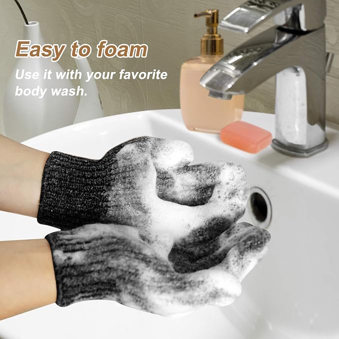 MIG4U Shower Exfoliating Scrub Gloves, Bathing Gloves Body Wash Dead Skin - Image 5