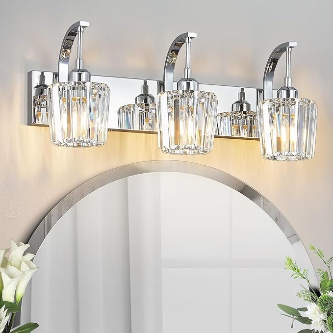 Modern Bathroom Vanity Light, 3-Light Chrome Wall Sconce by FDPBY