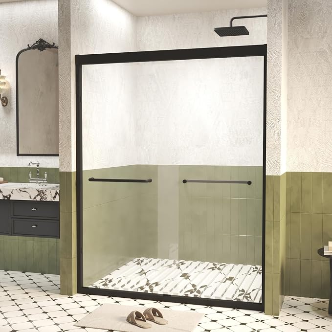Shower Doors Glass Sliding, Semi-Frameless, 1/4" Inch Sgcc Tempered Glass - Image 9