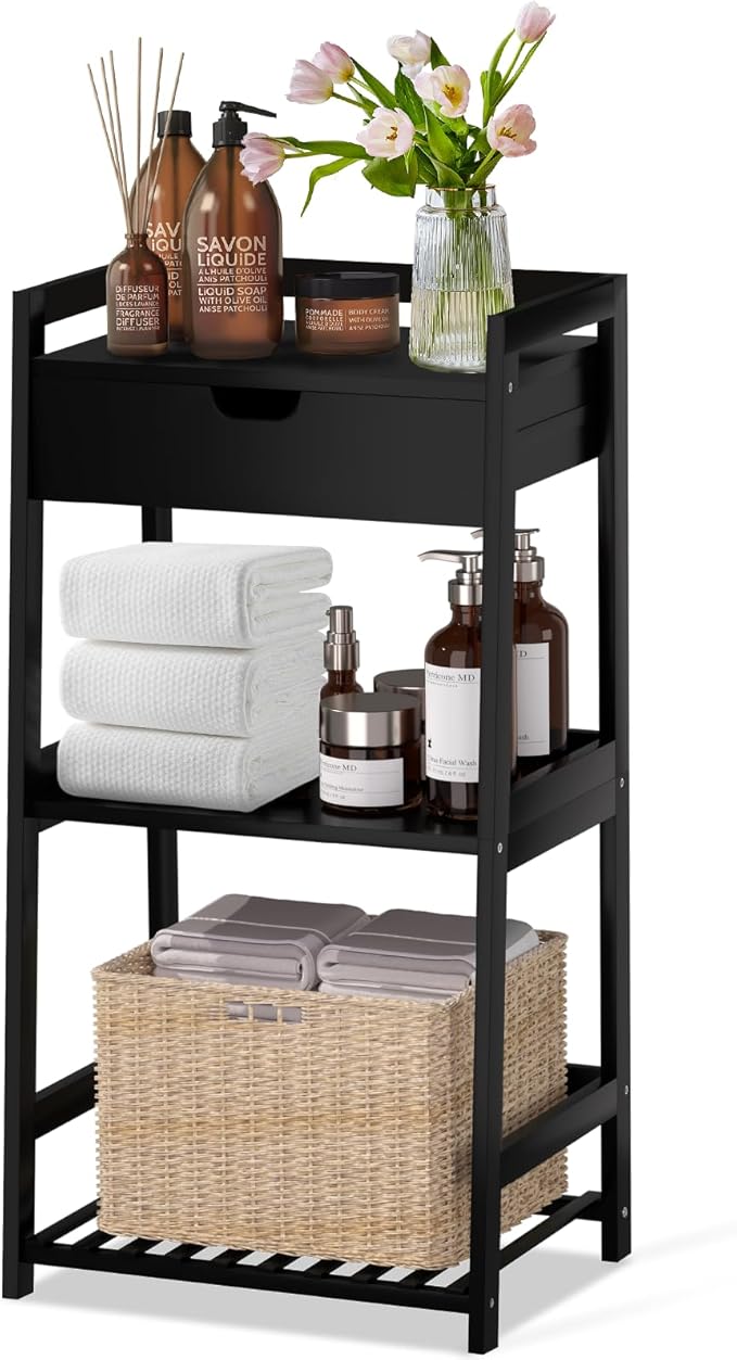3 Tier Bamboo Bathroom Shelves by POXAKA