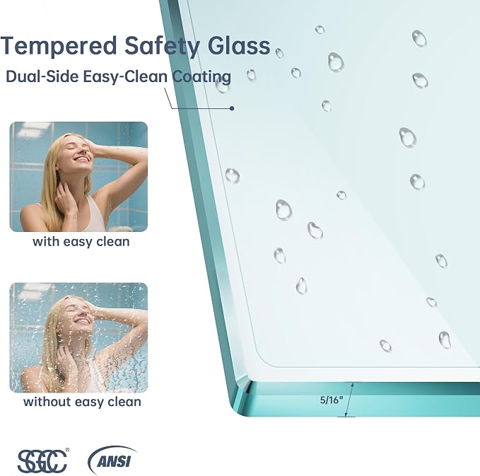 Bathtub Shower Door, 56-60" W x 60" H Frameless Single Sliding Tub Shower Door - Image 2
