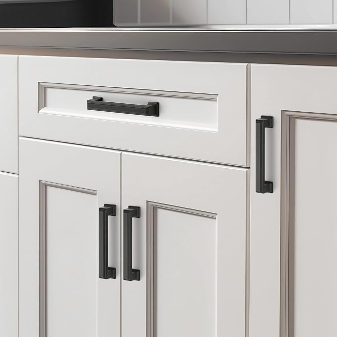 Ravinte Hardware 5 Pack Matte Black Cabinet Pulls, 3-3/4 Inch Hole Center Zinc - Image 6