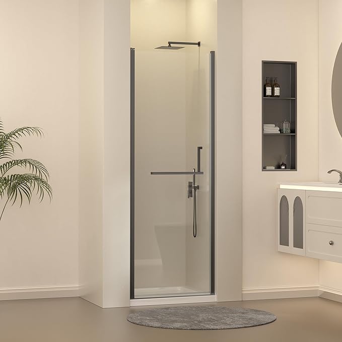 Frameless Pivot Shower Door 27-28" W x 72" H, Pivot Swing Shower Glass Door by FINDEPOT