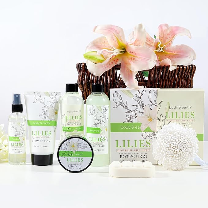 Spa Gift Baskets For Women Body & Earth 10pcs Spa Gifts For Women, Lily Gift - Image 9