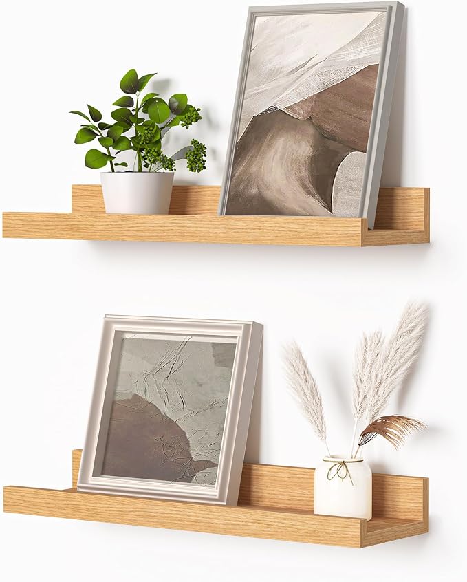 Heimlove Picture Ledge Shelf, Small Floating Shelves Set of 2, 16 Inches by Heimlove