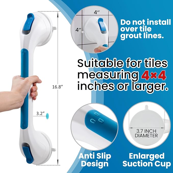 TAILI Shower Grab Bar Glow in The Dark, 2 Pack 16.8 in Grab Bars - Image 4
