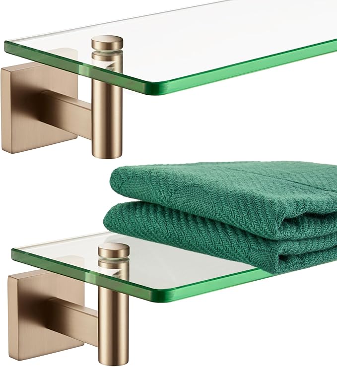 KOKOSIRI Wall Shelves Bathroom Hardware Glass Floating Shelf Small Hanging Rack by KOKOSIRI
