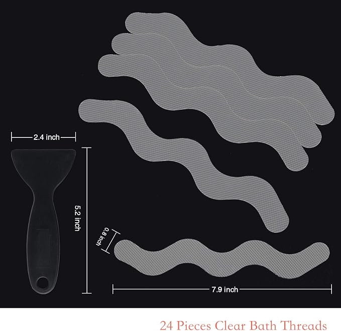 Anti Slip Shower Stickers, Adhesive Decals Safety Strips Scraper - Image 3