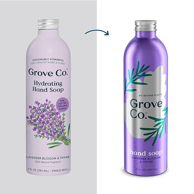 Grove Co. Hydrating Gel Hand Soap Refills + 1 x Reusable Glass Soap Dispenser - Image 2