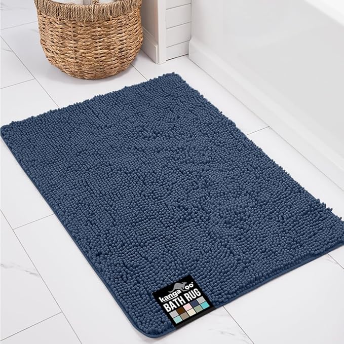 KANGAROO Bathroom Rugs, Chenille Soft Absorbent Bath Rug, Shaggy Shower Mat by Kangaroo