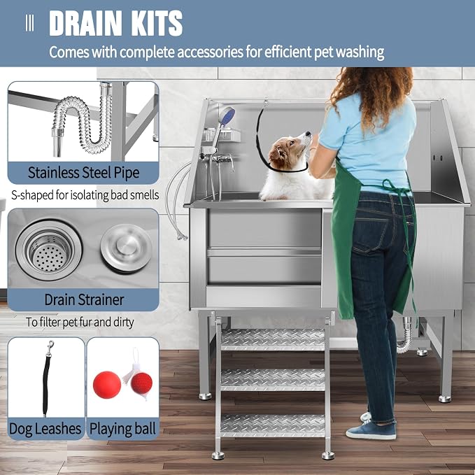 Stainless Steel Dog Cat Pet Grooming Bath Tub - Image 7