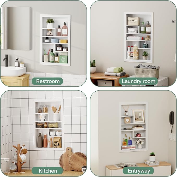 Stainless Steel Recessed Medicine Cabinet 14 * 24, Rust-proof Metal Wall Niche - Image 5