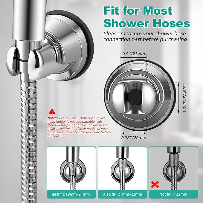 Hibbent 2 Pack Vacuum Suction Cup Shower Head Mount, Removable Shower Head - Image 3