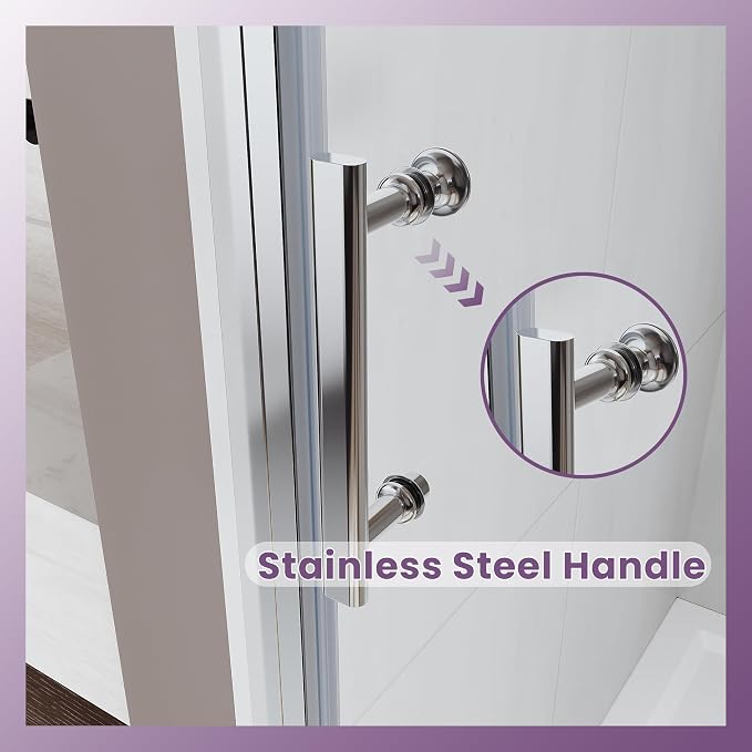 Glass Shower Door 31.5-33" W x 72" H, Semi-Frameless Pivot Shower Door - Image 6