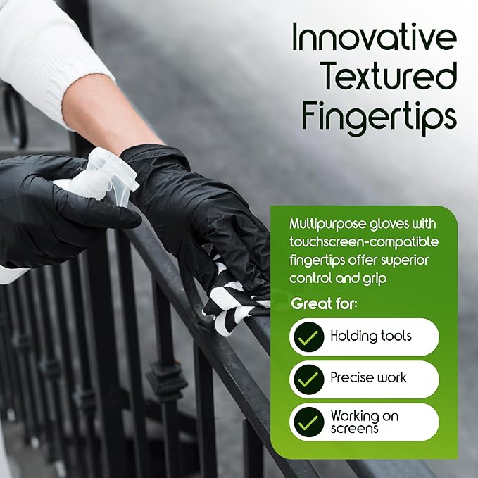 Inspire HEAVY DUTY ORIGINAL Stretch Nitrile Black Gloves Disposable Latex Free - Image 7