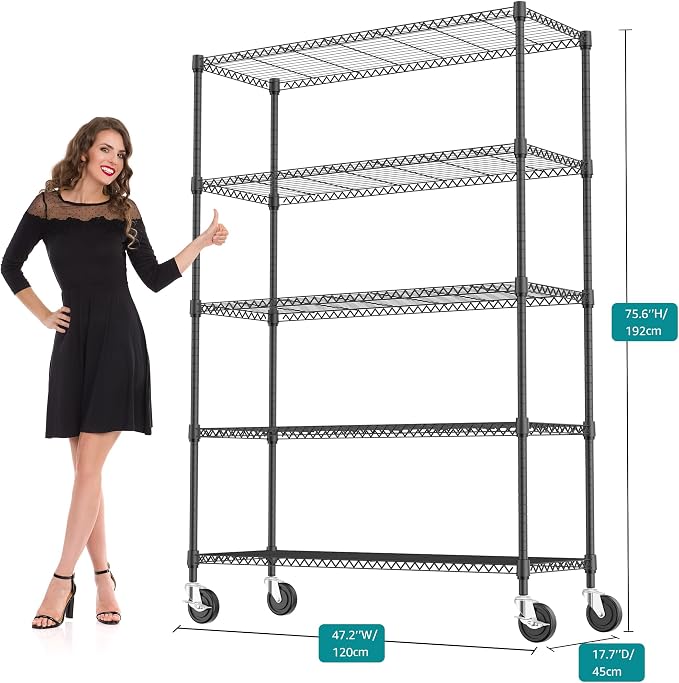 5 Tiers Shelf 1750 lbs Steel Storage Shelving Utility Shelving Unit Steel - Image 3