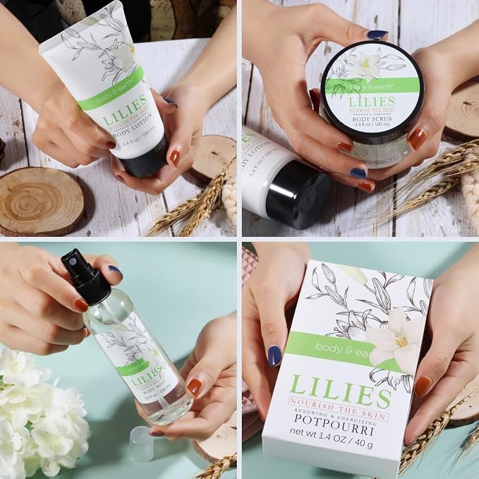 Spa Gift Baskets For Women Body & Earth 10pcs Spa Gifts For Women, Lily Gift - Image 5