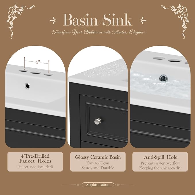 36 Inch Black Bathroom Vanity - Image 5