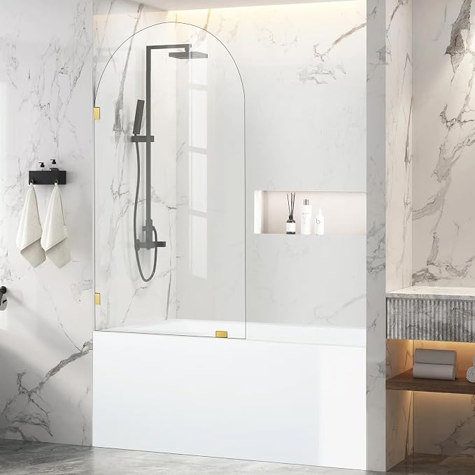 Frameless Bathtub Glass Shower Door, 5/16" Clear Tempered Glass Bathroom Shower by BathStellarMall
