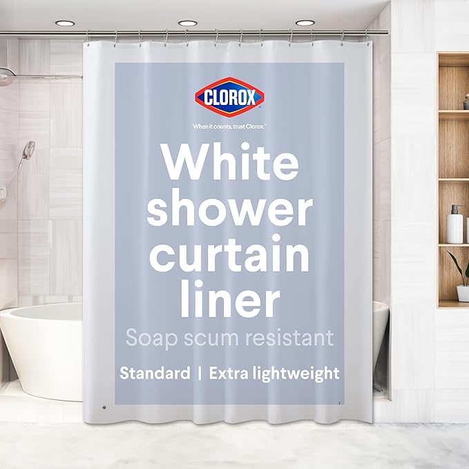 CLOROX Shower Curtain Liner, Premium Lightweight Flexible Waterproof 3g PEVA by MainstreamInternational
