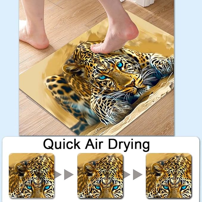 Bath Mat Rug, Beautiful Leopard Non Slip Quick Dry Super Absorbent Thin - Image 4