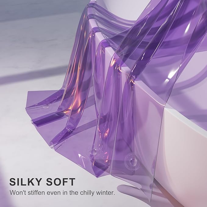 AmazerBath Purple Shower Curtain Liner Luxury, EVA Soft Clear Heavy Duty Shower - Image 2