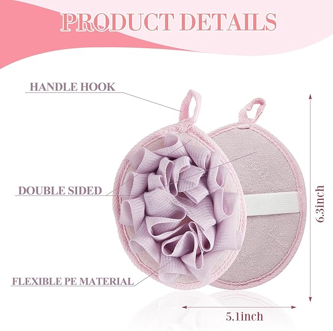 Boao 3 Pcs Bath Shower Pouf Sponge Mesh Pouf Shower Ball Exfoliating Body - Image 2