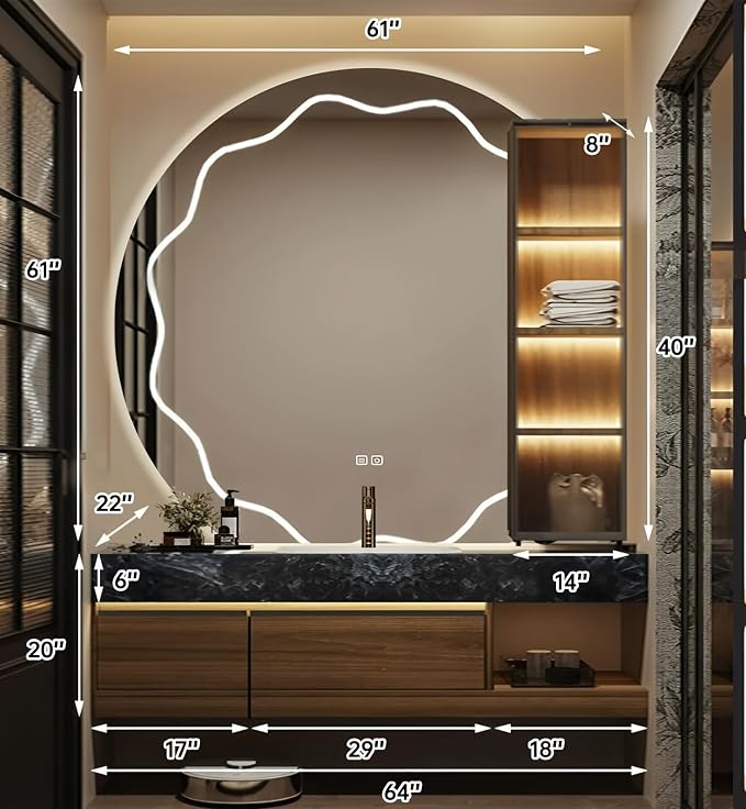 Bathroom Vanity with Sink, Modern Bathroom Vanity with LED Semi-Circle Mirror - Image 2