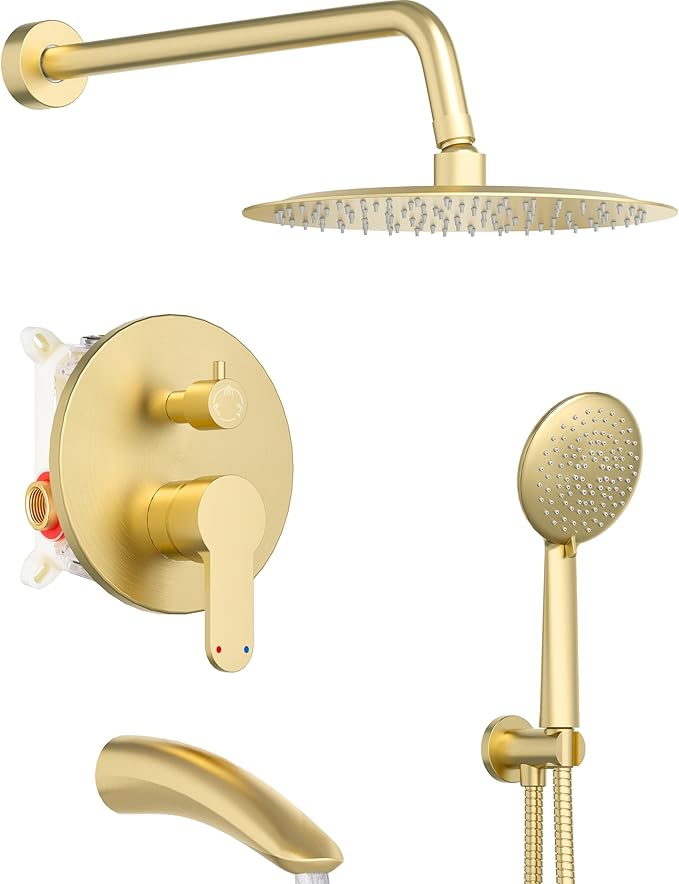 Gabrylly Shower System with Tub Spout, Bathtub Shower Faucet Set with 12" Rain by GABRYLLY