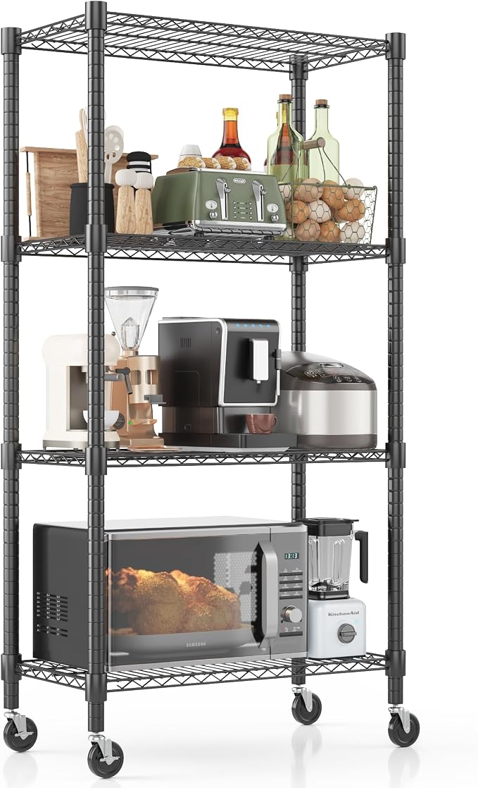 Homdox Heavy Duty Storage Shelves, 4 Tier Wire Shelving Unit by HOMDOX