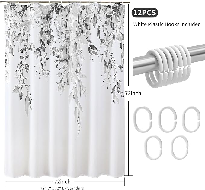 Colorful Star Grey Eucalyptus Waterproof Shower Curtain Set - Image 8