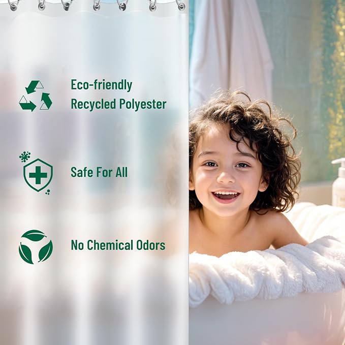 Bowery Home Eco-Friendly Recycled PEVA Shower Curtain Liner – Waterproof - Image 4