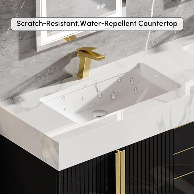 homary 59" Floating Bathroom Vanity Set, Wall-Mounted Double Vessel Sink - Image 4