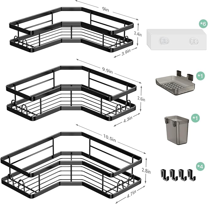 Corner Shower Caddy Bathroom Organizer: Stainless Steel Adhesive Shower Rack - Image 6