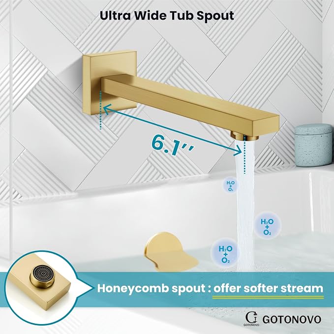 gotonovo Shower System with Tub Spout Wall Mounted Rain Shower Head and Handle - Image 7