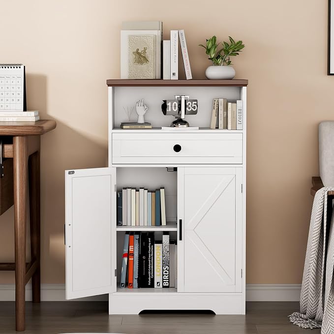 White Floor Cabinet, Farmhouse Storage Cabinet - Image 6