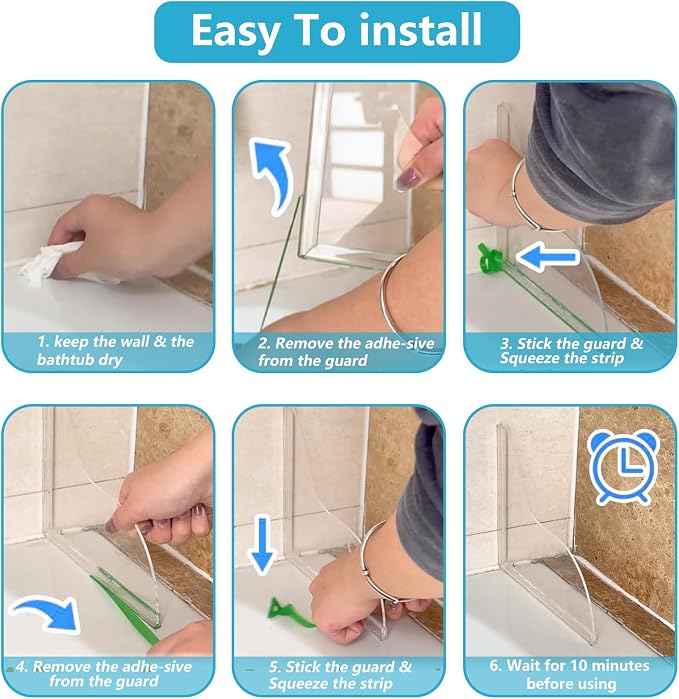 2 Pcs Bathtub Water Guards, Bathroom Shower Splash Guard - Image 3