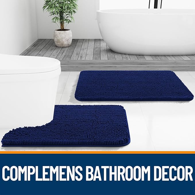 OLANLY Bathroom Rugs Sets 2 Piece, Soft Absorbent Chenille Bath Mats and - Image 6