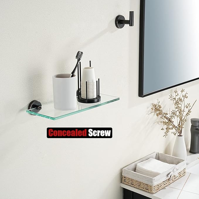 JQK Bathroom Glass Shelf Oil Rubbed Bronze, Tempered Glass Shower Storage 12 by - Image 5