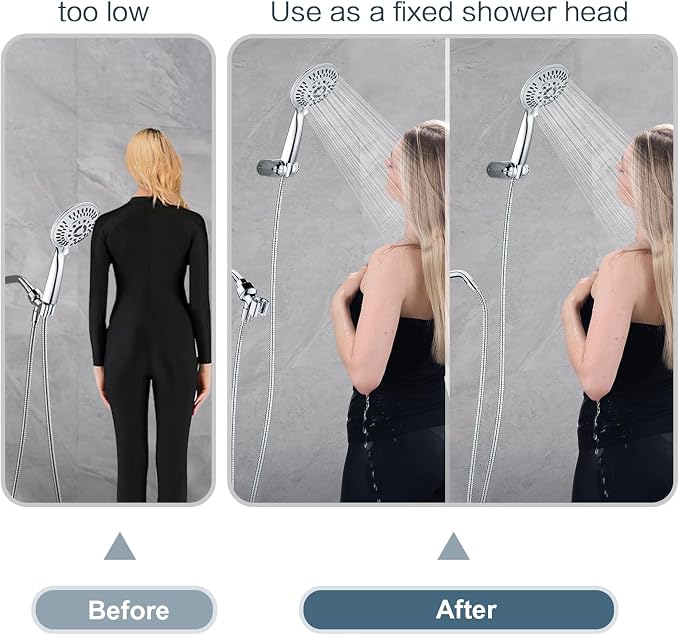 BRIGHT SHOWERS Shower Head Holder Wall Mount, Adjustable Handheld Shower Wand - Image 4
