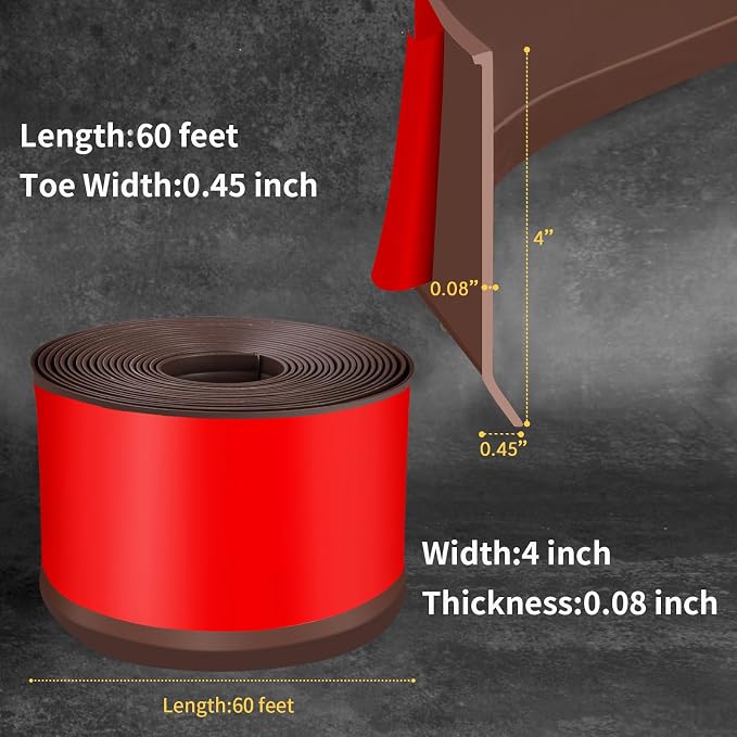 Flexible Baseboard Molding Trim 4 Inch Self-Adhesive Vinyl Wall Base Peel and - Image 2