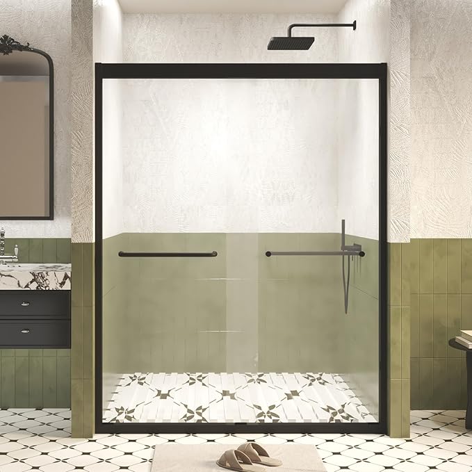 Shower Doors Glass Sliding, Semi-Frameless, 1/4" Inch Sgcc Tempered Glass - Image 2