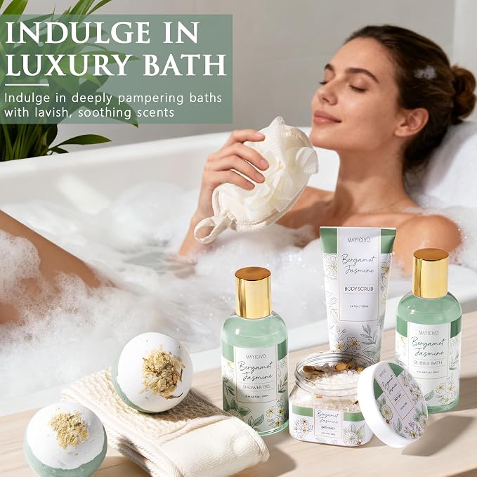 Christmas Birthday Gifts for Women, Bergamot Jasmine Relaxing Spa Gift Baskets - Image 8