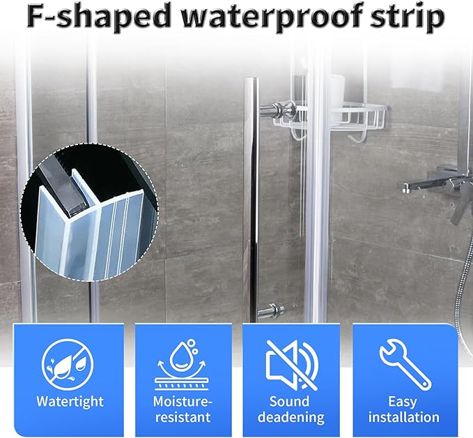 Shower Door Side Seal Strip, 118 Inch F-Type Frameless Shower Door Seal - Image 3