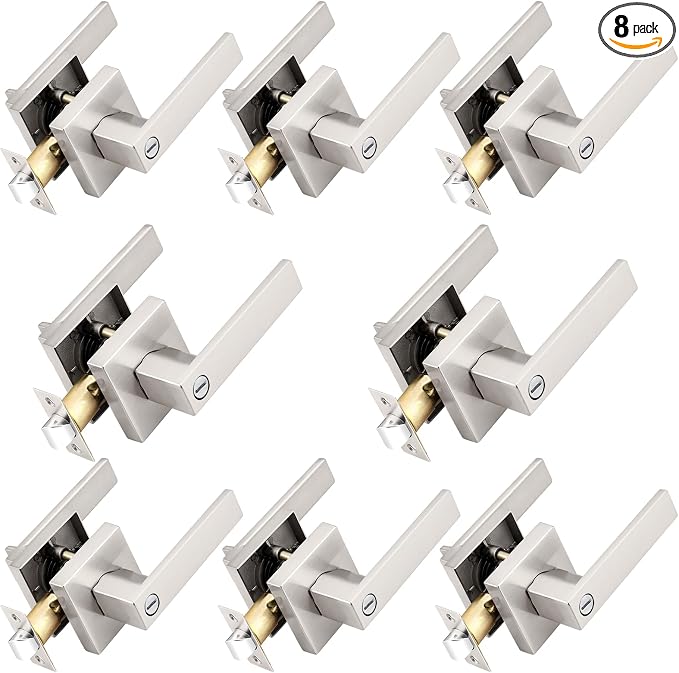 Probrico Interior Brushed Nickel Door Handle, Heavy Duty, Flat Square Privacy by Probrico