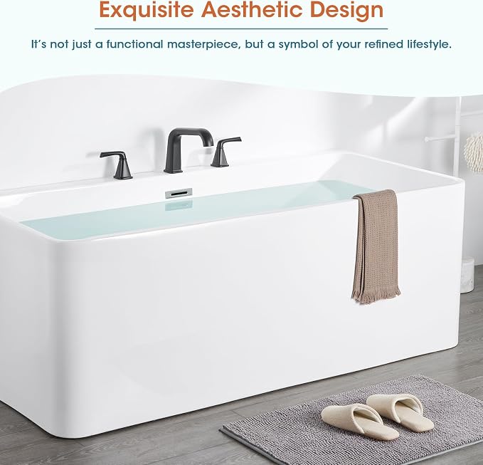 Bathtub Faucet Set 3 Hole, Matte Black Roman Bathtub Faucet, High Flow Deck - Image 2