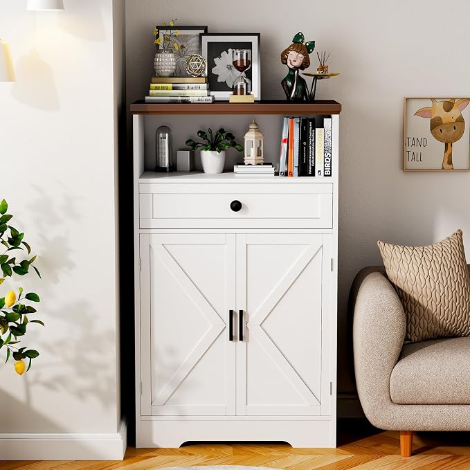 White Floor Cabinet, Farmhouse Storage Cabinet - Image 5